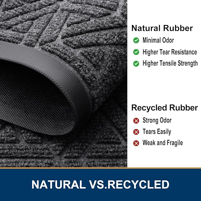 Smiry Front Door Mat Outside Entrance, Heavy Duty Sturdy Natural Rubber Doormat - Image 4