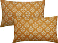 Mustard Yellow Pillow Covers 12x20 Inch Set of 2, Cream Floral Block Print by Sivirary