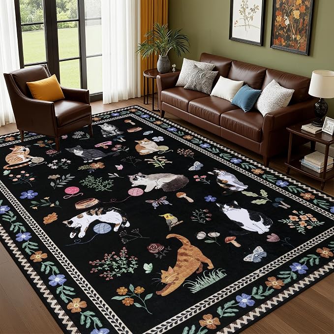 9x12 Area Rugs Living Room Rug: Vintage Washable Rug Floral Soft Carpet Indoor - Image 9