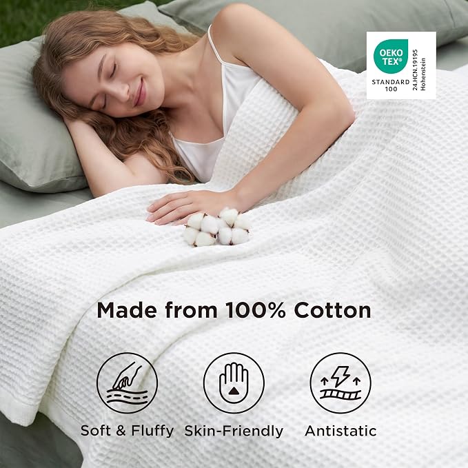 Bedsure Gentlesoft 100% Cotton Throw Blanket - Image 2