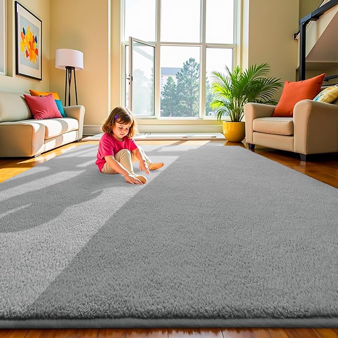 Keeko 4x6 Grey Area Rugs for Bedroom, Soft Modern Living Room Rug Indoor Non - Image 3