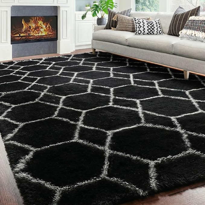 ONASAR Large Area Rugs for Living Room, 7x10 Black and White Rug, Boho Thick by ONASAR