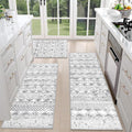 HEBE Farmhouse Kitchen Rugs Sets of 3 Non Slip Washable Boho Kitchen Rugs and by HEBE