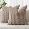 MIULEE Pack of 2 Corduroy Decorative Euro Sham Throw Pillow Covers 24x24 Inch by MIULEE