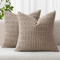 MIULEE Pack of 2 Corduroy Decorative Throw Pillow Covers 12x12 Inch Soft Boho by MIULEE
