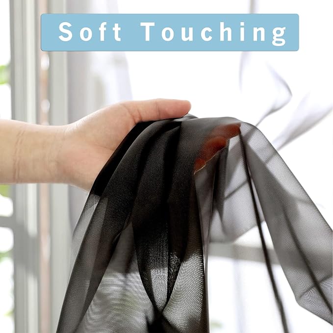 OWENIE Sheer Curtains Living Room 54 inches Long, Rod Pocket Curtain Sheers - Image 2