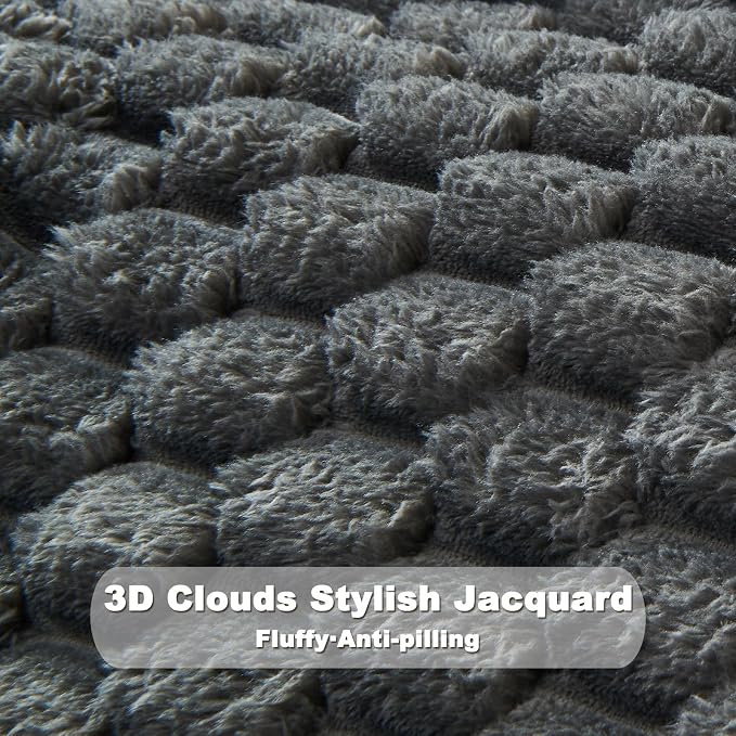 NEWCOSPLAY Super Soft Throw Blanket Grey Premium Silky Flannel Fleece 3D Clouds - Image 7