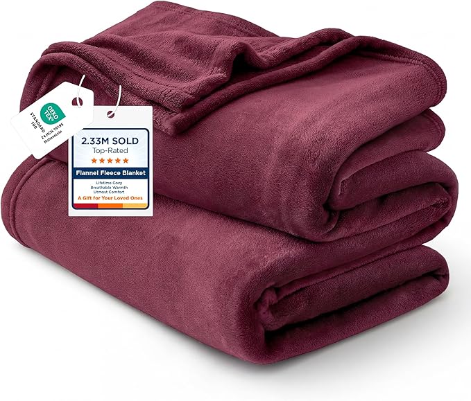 Bedsure GentleSoft Fleece Throw Blanket Burgundy Red by BEDSURE