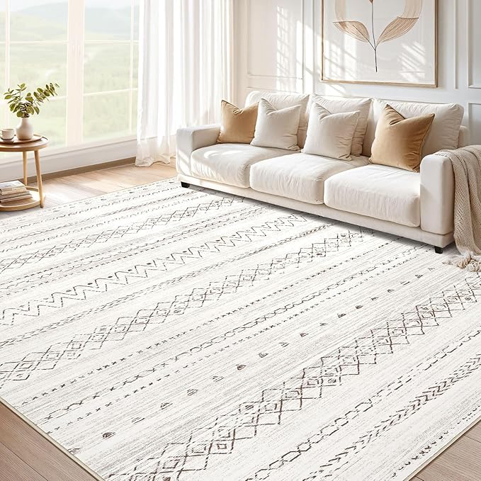 cotiled 8x10 Area Rug Living Room: Washable Boho Rugs by COTILED