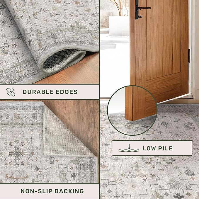 Light Grey 3x5 Large Boho Bathroom Rug - Image 5