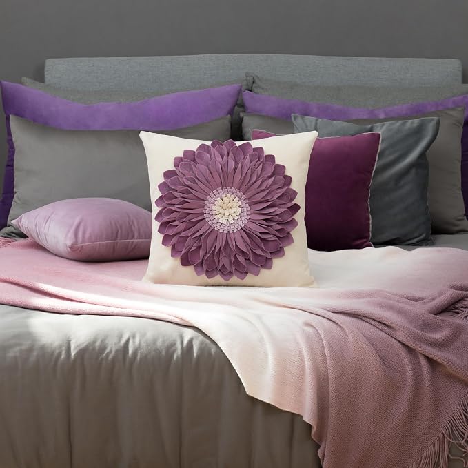 OiseauVoler Decorative Throw Pillow Covers 18x18 Inches 3D Flower Cushion Cases - Image 8