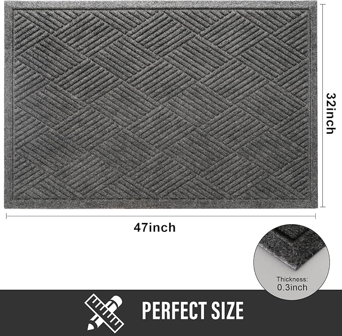 HIYARD Sturdy Front Door Mat, Absorbent Muddy Dirt Resist Welcome Door Mats - Image 2