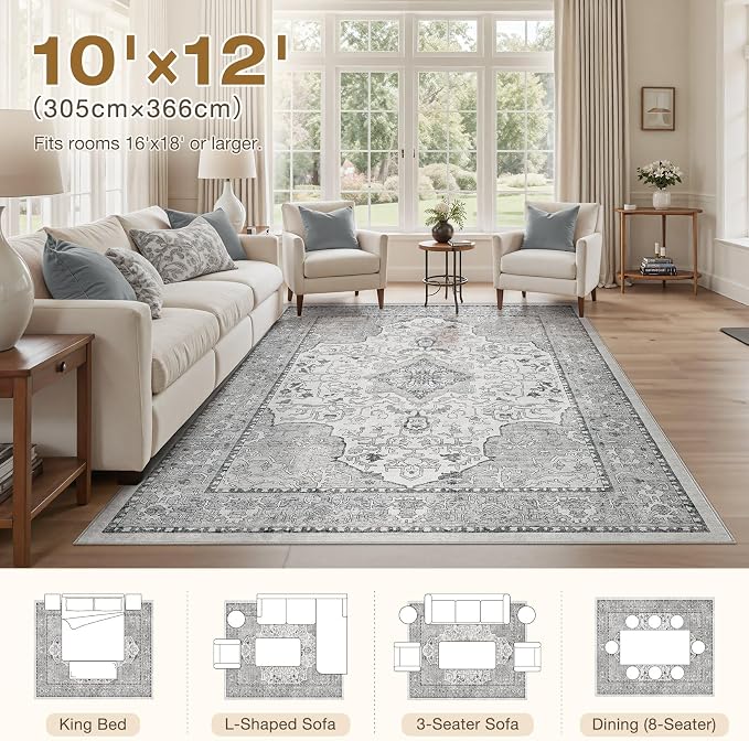cotiled 10x12 Area Rugs Large Washable Rugs - Image 7