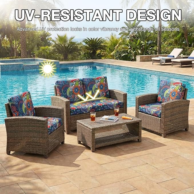 hyha 4Pcs Patio Cushion Covers, Stretch Outdoor Couch Cushion Covers Replacement - Image 6