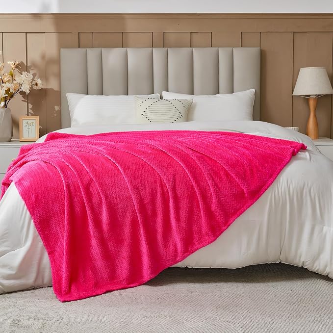 NEWCOSPLAY Super Soft King Blanket Dark Rose Red Premium Silky Flannel Fleece - Image 7