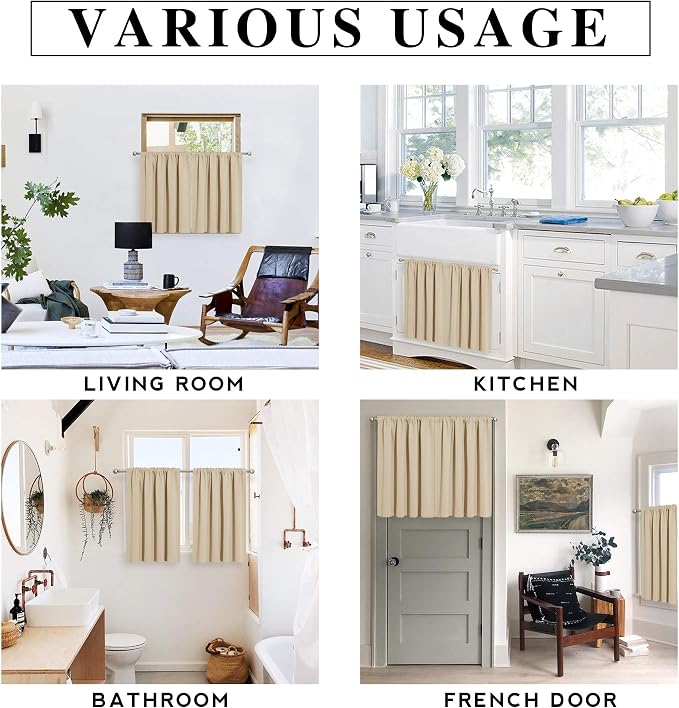 RYB HOME Short Curtains for Bedroom, Room Darkening Insulated Summer Heat Light - Image 7