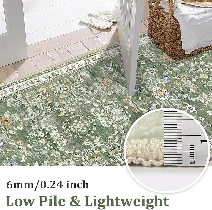 Yamaziot Washable Runner Rug 2x4 – Non Slip Boho Floral Hallway Runner Rug - Image 3