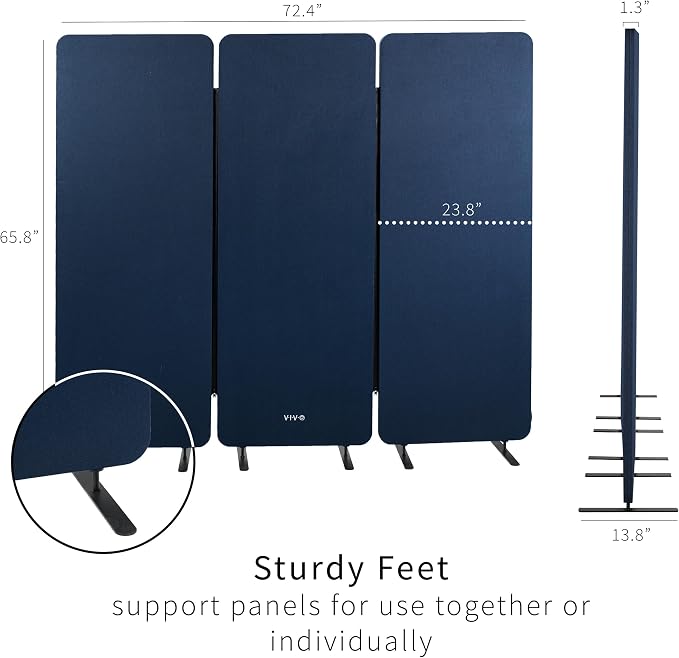 VIVO Freestanding 72 x 66 inch Privacy Panel, Cubicle Divider, Acoustic Wall - Image 3