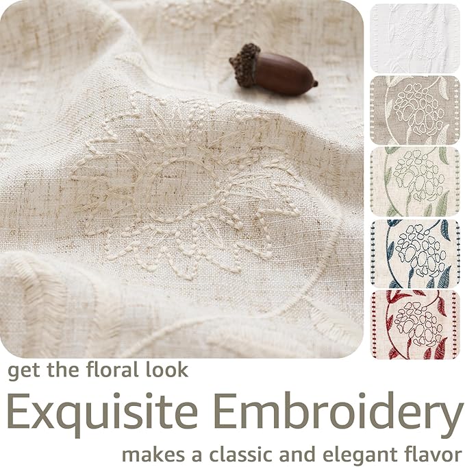jinchan Winslow Linen Curtains for Bedroom 108 Inches Length Embroidered - Image 4