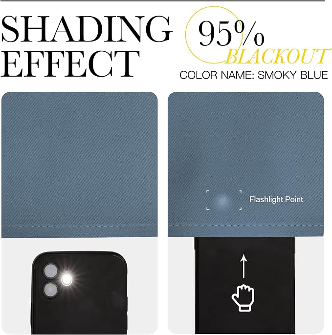 NICETOWN Smoky Blue Blackout Curtains 63 inches Long, Grommet Room Darkening - Image 7