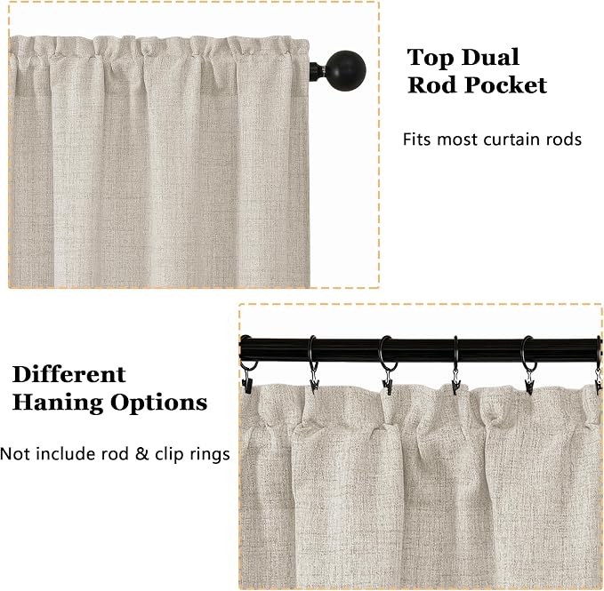 OWENIE Natural Valances for Windows 1 Pcs 24 Inch Length, Light Filtering - Image 4