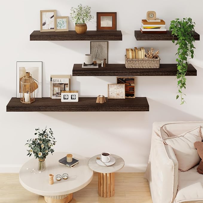 Solid Wood Floating Shelves for Wall 36"W x 8"D x 1.56"H Set of 2, Deep Wall - Image 7