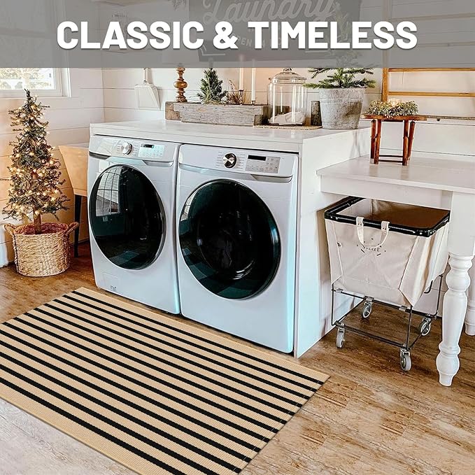 IOHOUZE Striped Area Rug 2.3'x3.6' Front Door Rugs Small Washable Area Rug - Image 4