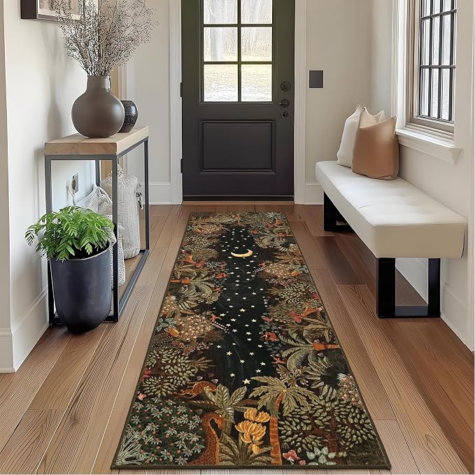 GarveeHome 2.5x8 Jungle Hallway Runner Rug, Soft Brown Animal Long Kitchen by GarveeHome