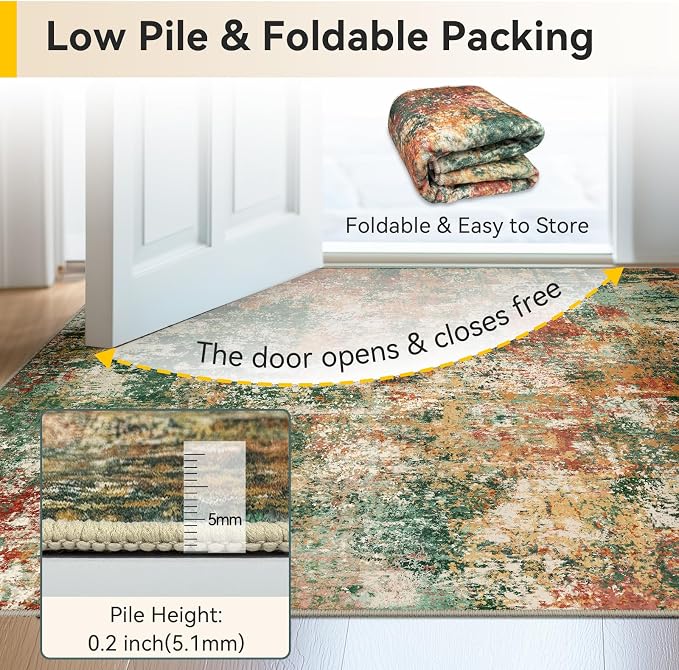 Washable Area Rugs 9'x12' Non-Slip Modern Abstract Soft - Image 6
