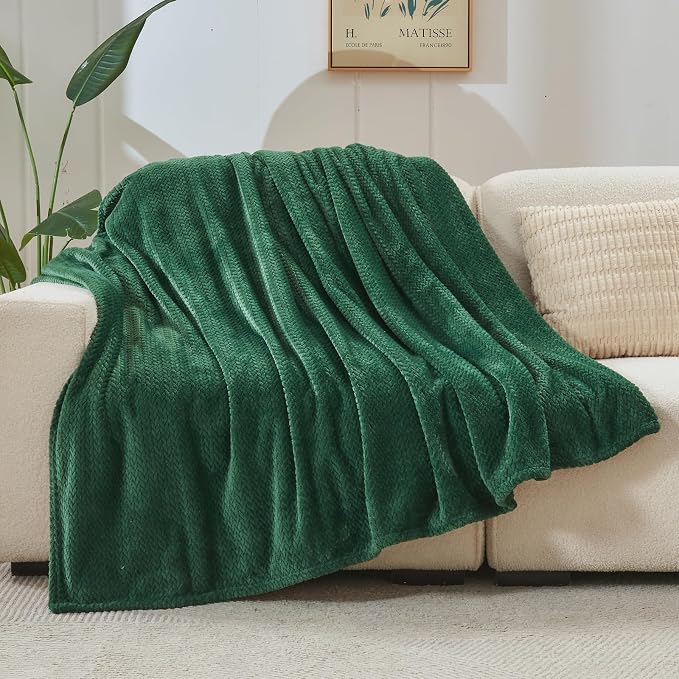 NEWCOSPLAY Super Soft King Blanket Dark Green Premium Silky Flannel Fleece - Image 8