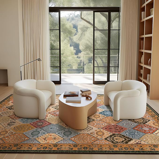 Phantoscope Washable Area Rug 9'x12' Non-Slip, Vintage Boho Rugs - Image 7
