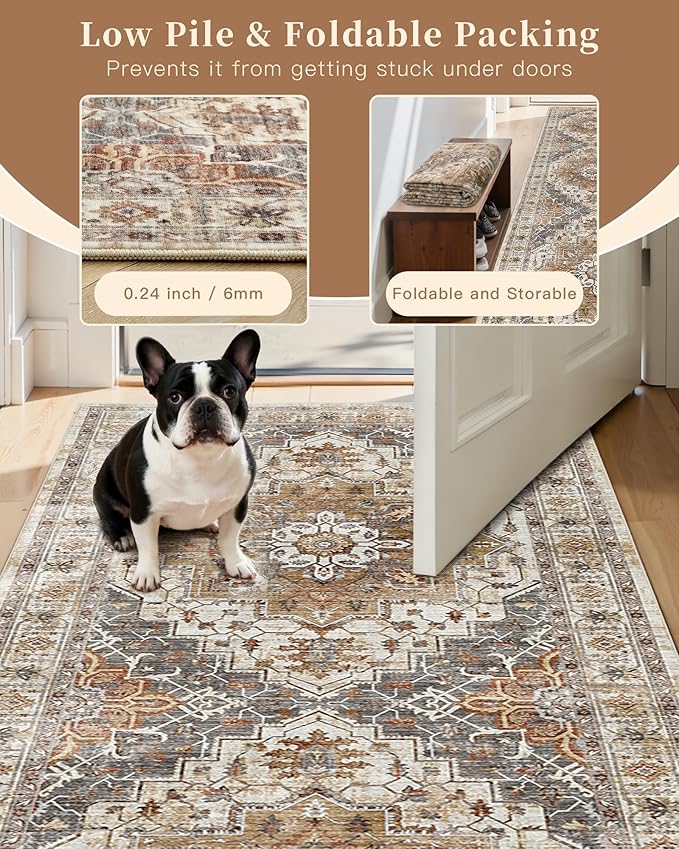 Madane Hallway Runner Rug 4x8 Wide: Washable Thin Runners - Image 6