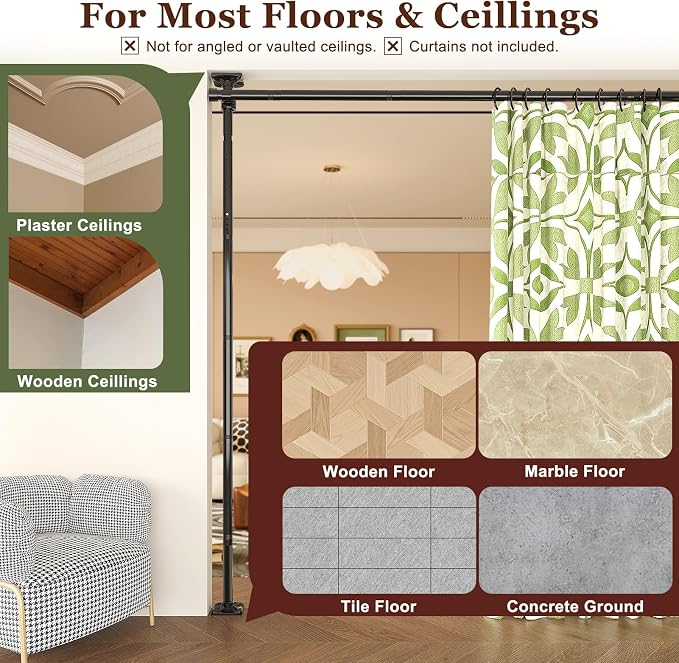 Goovilla Room Divider for Room Separation, Tension Curtain Rods No Drilling - Image 6