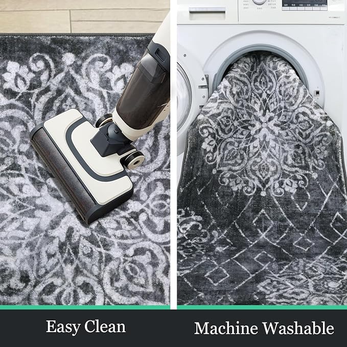 HEBE Hallway Runner Rug 2'8''x8' Washable Vintage Distressed Area Rugs Non Slip - Image 5