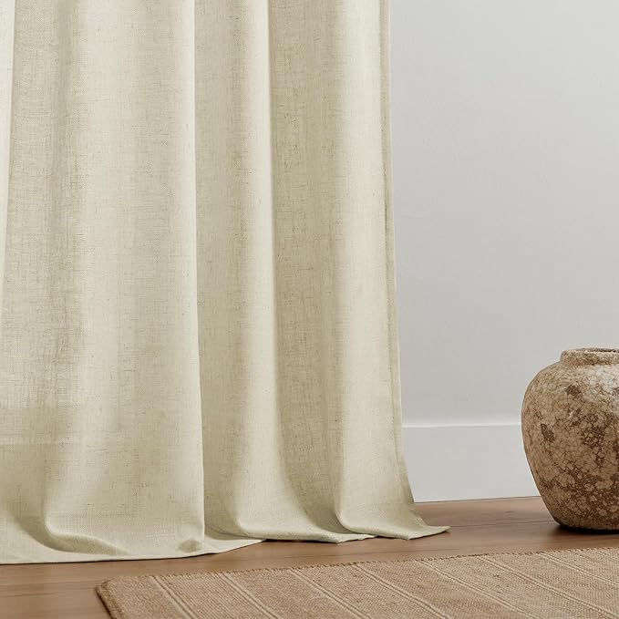 Joydeco Linen Curtains 90 Inch Length 2 Panel Sets, Light Filtering Curtains - Image 6