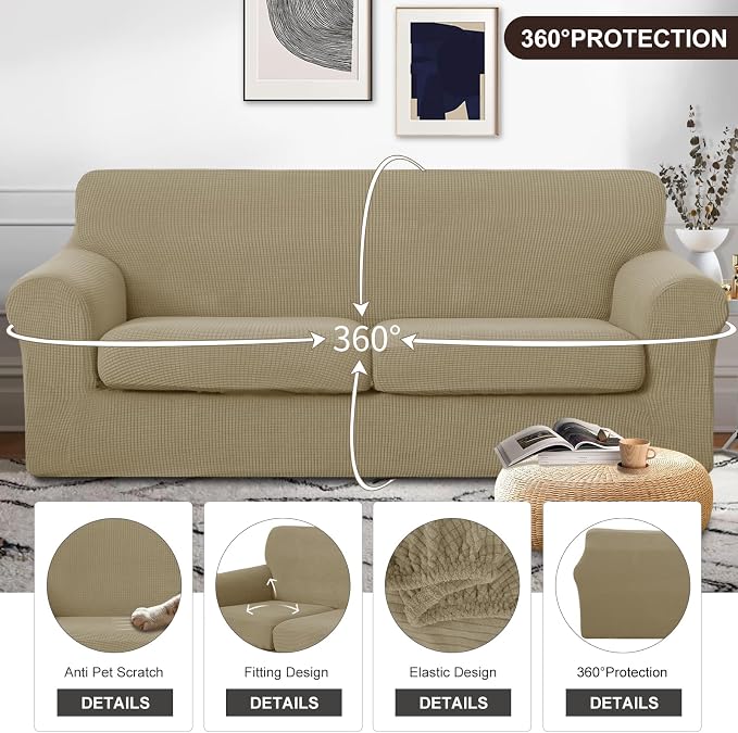 U-NICE HOME 3 Pieces Stretch Couch Cover Sofa Cover Washable Sofa Slipcover - Image 4