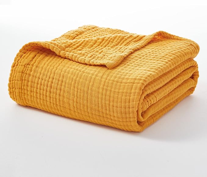 EMME Cotton Blanket Queen Size for Bed Soft Large Muslin Bed Blankets 90"x90" - Image 8