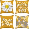 Hexagram Spring Summer Pillow Covers 18x18 Set of 4, Outdoor Floral Daisy by Hexagram