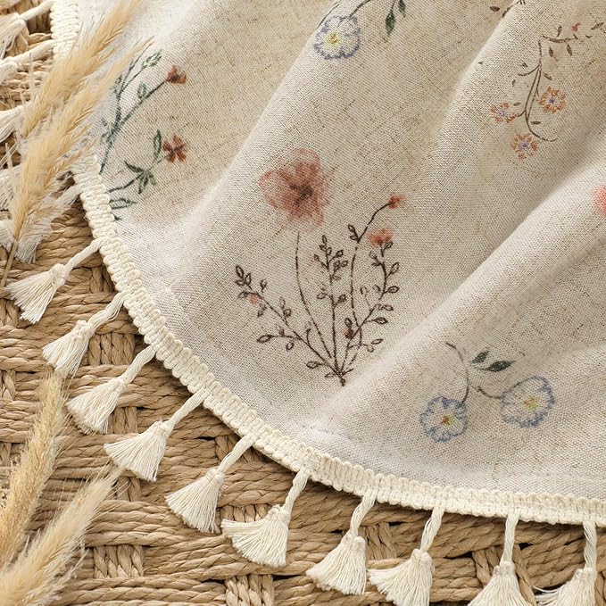 Boho Floral Spring Light Filtering Curtains 96 Inch Length 2 Panels Set - Image 2