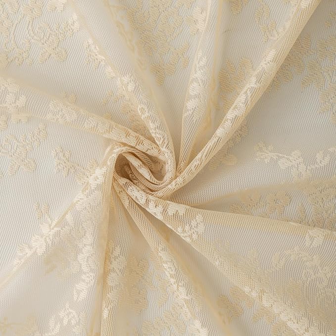 YJ YANJUN Vintage Lace Curtains 54 Inch Length-Victorian Floral Patterns and - Image 5