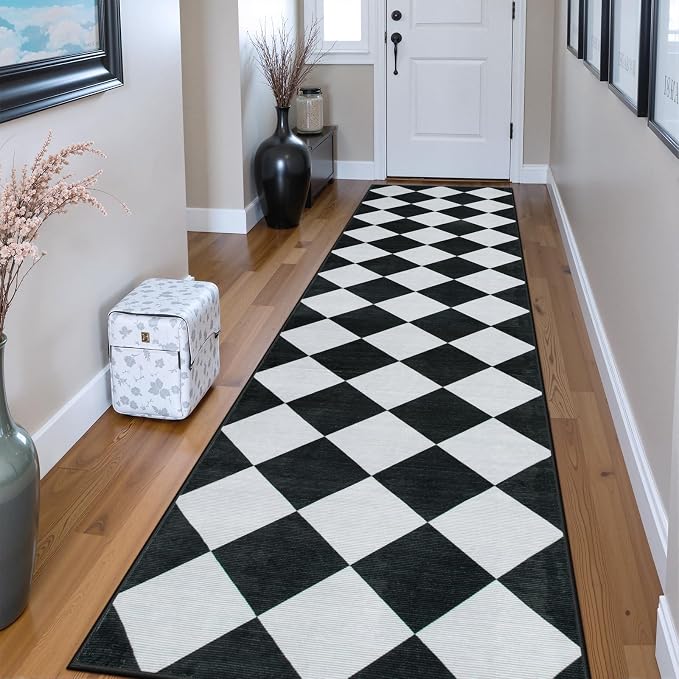Beeiva Checkered Print Washable Rug Runners - Image 5