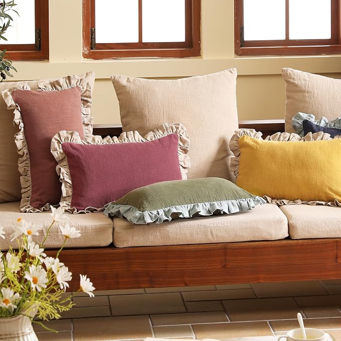 patdrea Rhodo Shabby Chic Decorative Throw Pillow Covers 12x20 Set of 2 - Image 6