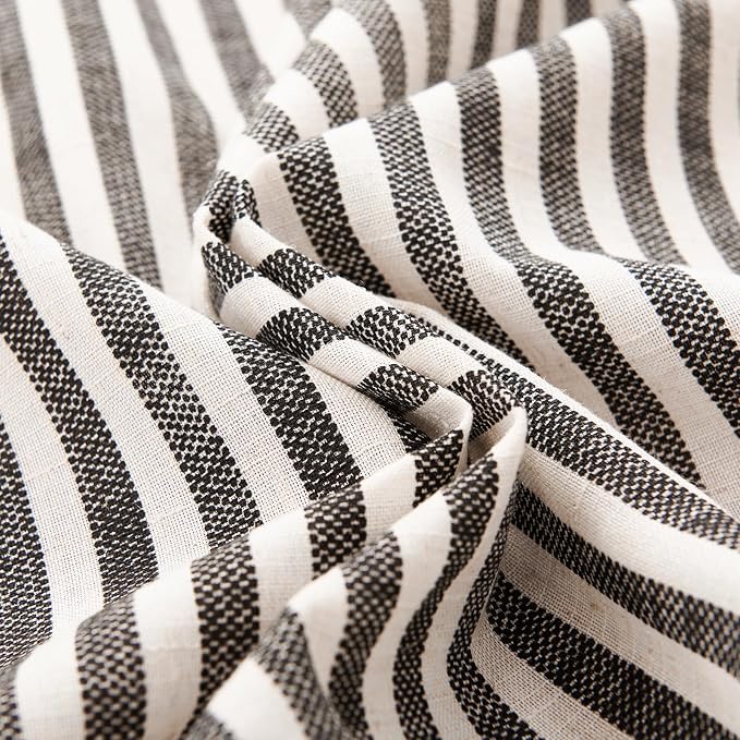 JINCHAN Linen Curtains for Living Room Black on Beige Striped Curtains for - Image 8