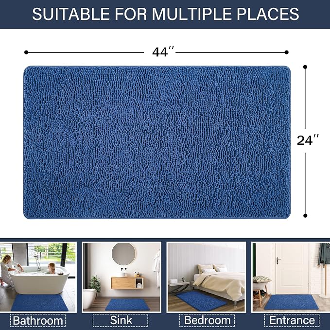 LOCHAS Luxury Bathroom Rug Shaggy Bath Mat 24 x 44 Inch, Washable Non Slip Bath - Image 2
