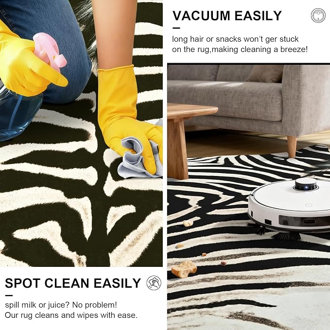 BENRON Zebra Print Area Rug, Cute Animal Hides and Skins - Image 7