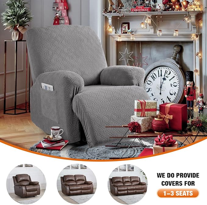 VANSOFY Recliner Chair Cover, 3-Pieces Stretch Recliner Covers - Image 4