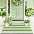 OLANLY Green and White Classic Striped Rug 2' x 3' – Washable Cotton Indoor by OLANLY