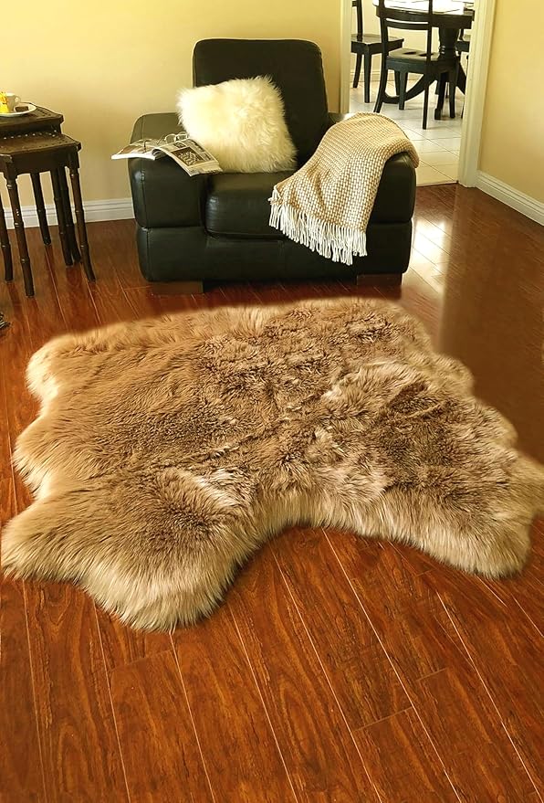 Free Shape Luxury Soft Fluffy Shag Area Rug Double Side by Side 3'x4', 90x120cm by LAMBZYRUGS