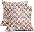 4th of July Patriotic Floral Block Print Pillow Covers 24x24 Inch Set of 2 by Sivirary