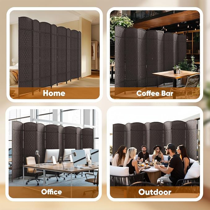 JOSTYLE Room Divider 6ft. Tall Extra Wide Room Partition Wall, 8 Panel Foldable - Image 8